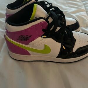 Nike Air Jordan Mid Sneakers - Pink, Black, White, Lime